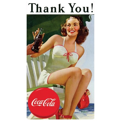Enseigne Coca-Cola en métal avec relief 3D / Thank You Beauty